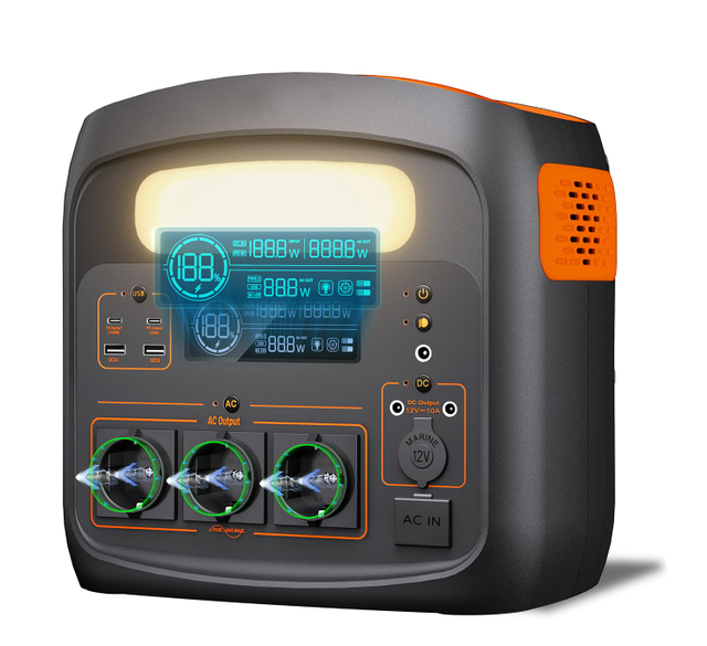 Tragbare Powerstation,1102.5Wh LiFePO4 Akku,0-100% Aufgeladen in 90 Min,AC 230V Ausgang X 3 1200W (2400W Spitze),PD100W Solargenerator Für Camping, Draußen, Reisen, Notfälle