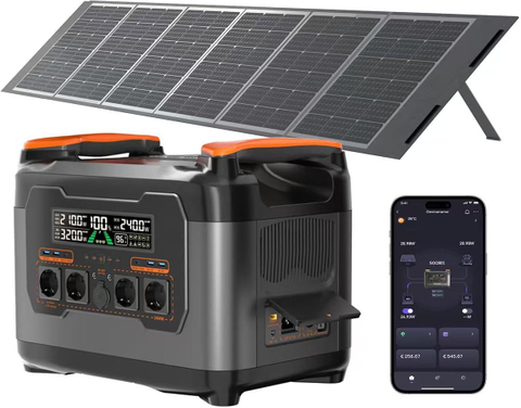 Tragbare Powerstation Mit 400W Solarpanel, 2047,5Wh Balkonkraftwerk Mit Speicher S2400, Solargenerator Mit AC 2400W (4000W Spitze) Für Hause Camping