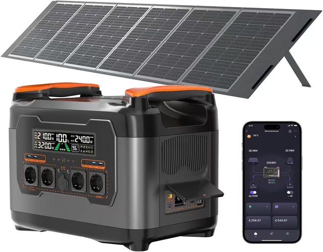 Tragbare Powerstation Mit 400W Solarpanel, 2047,5Wh Balkonkraftwerk Mit Speicher S2400, Solargenerator Mit AC 2400W (4000W Spitze) Für Hause Camping
