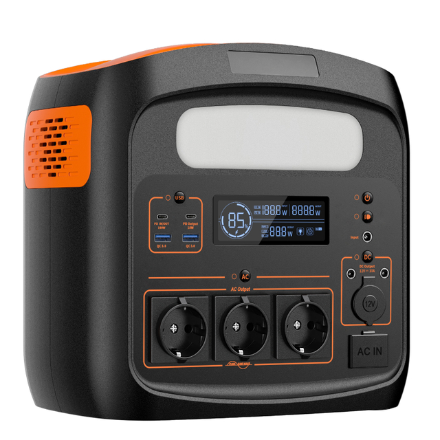 Tragbare Powerstation,1102.5Wh LiFePO4 Akku,0-100% Aufgeladen in 90 Min,AC 230V Ausgang X 3 1200W (2400W Spitze),PD100W Solargenerator Für Camping, Draußen, Reisen, Notfälle
