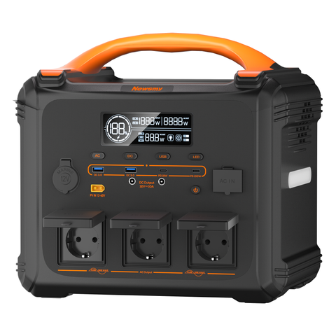 Tragbares Powerstation 1102,5 Wh Aufladen von 0-100% in 1,2 Std. Mobiler Stromspeicher mit 2000 W x 3 AC-Steckdosen