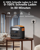Tragbare Powerstation,1102.5Wh LiFePO4 Akku,0-100% Aufgeladen in 90 Min,AC 230V Ausgang X 3 1200W (2400W Spitze),PD100W Solargenerator Für Camping, Draußen, Reisen, Notfälle