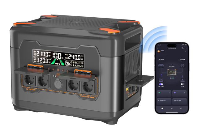 2047,5 Wh Solarkraftwerk 2400 W (4500 W Spitze), USV-Batterie-Backup, All-in-One-Wechselrichter für Notfälle zu Hause und Camping